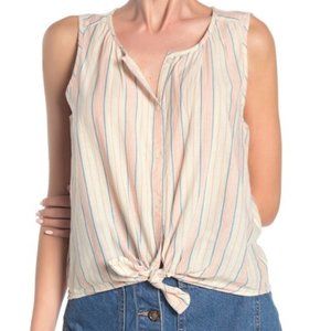 Lucky Brand Striped Tie Front Top